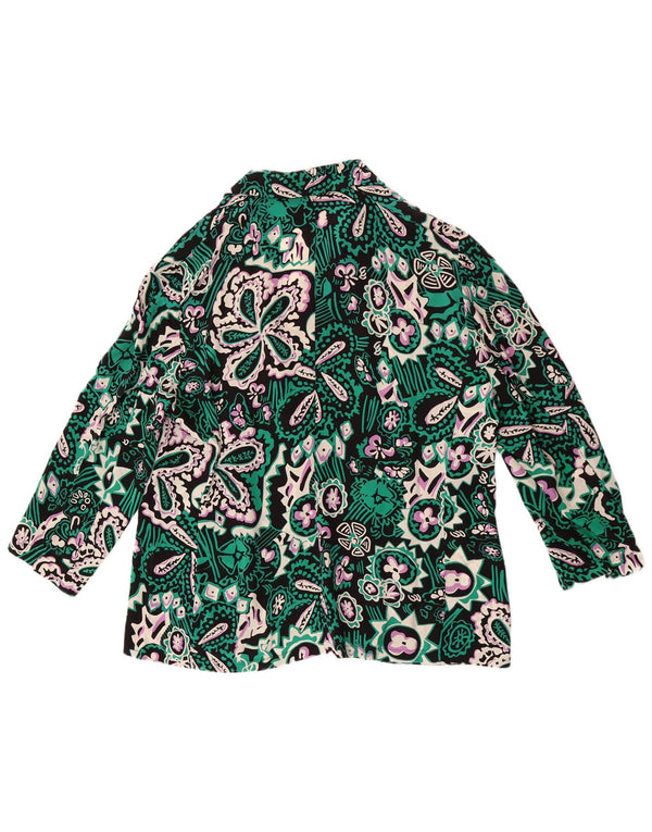ELENA MIRO Blusa de manga 3/4 para mujer UK 40 XL Seda Paisley Verde