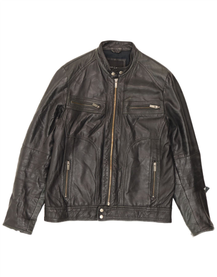 Rochas Chaqueta de cuero para hombre UK 40 Cuero negro grande
