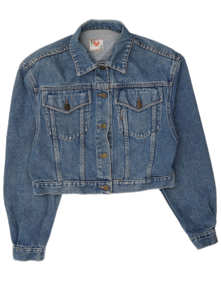 Stefanel Chaqueta vaquera corta para mujer UK 42 Azul medio