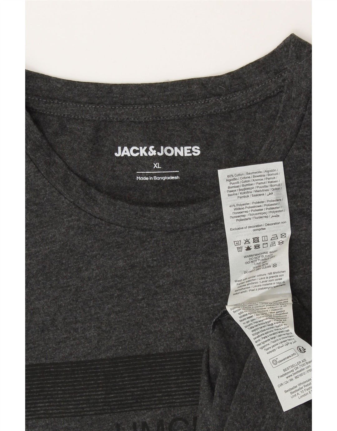 JACK & JONES Mens T-Shirt Top XL Grey Cotton