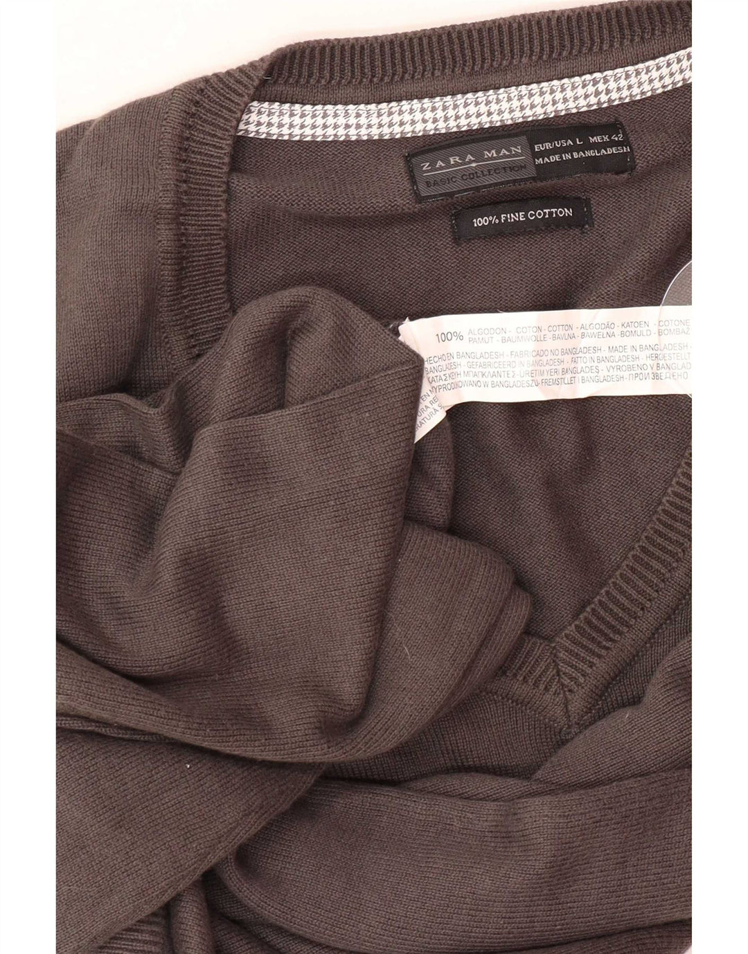 Zara Hombre Jersey Con Cuello En V Jersey Grande Gris Algodón