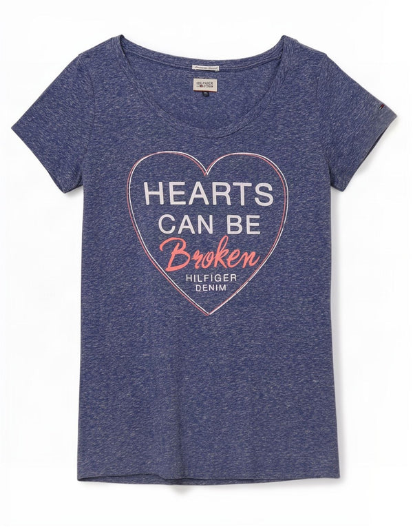 Tommy Hilfiger Camiseta gráfica para mujer Top UK 12 Medium Azul marino moteado
