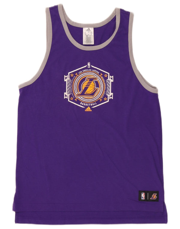 Adidas Mens Los Angeles Lakers Graphic Vest Top Medio Púrpura Poliéster