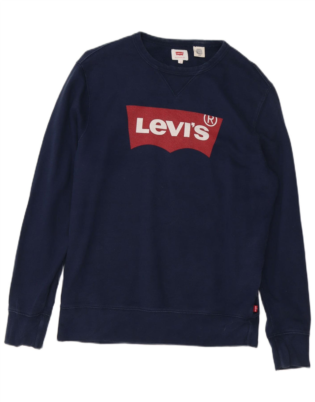 LEVI'S Mens Graphic Sudadera Jumper Pequeño Azul Marino Algodón