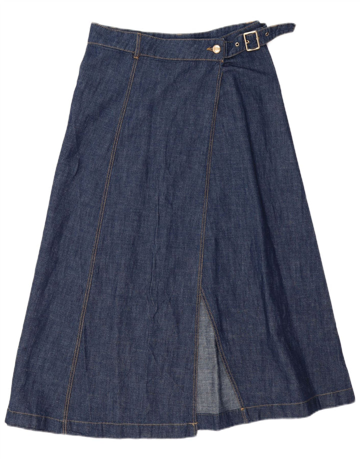 Zara Falda Vaquera Midi Mediana W28 Azul Algodón