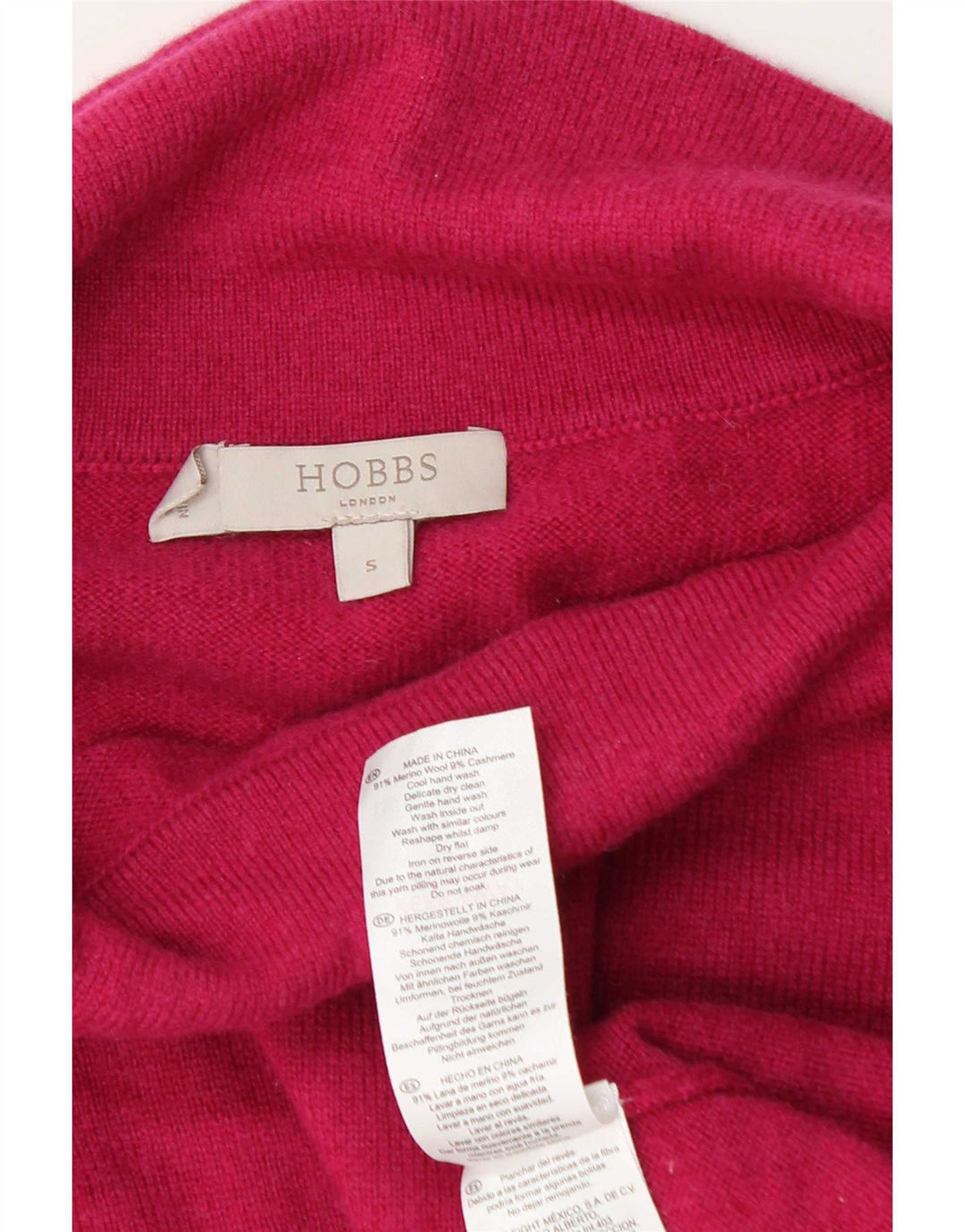 Hobbs Jersey de cuello vuelto para mujer UK 10 Small Pink Wool