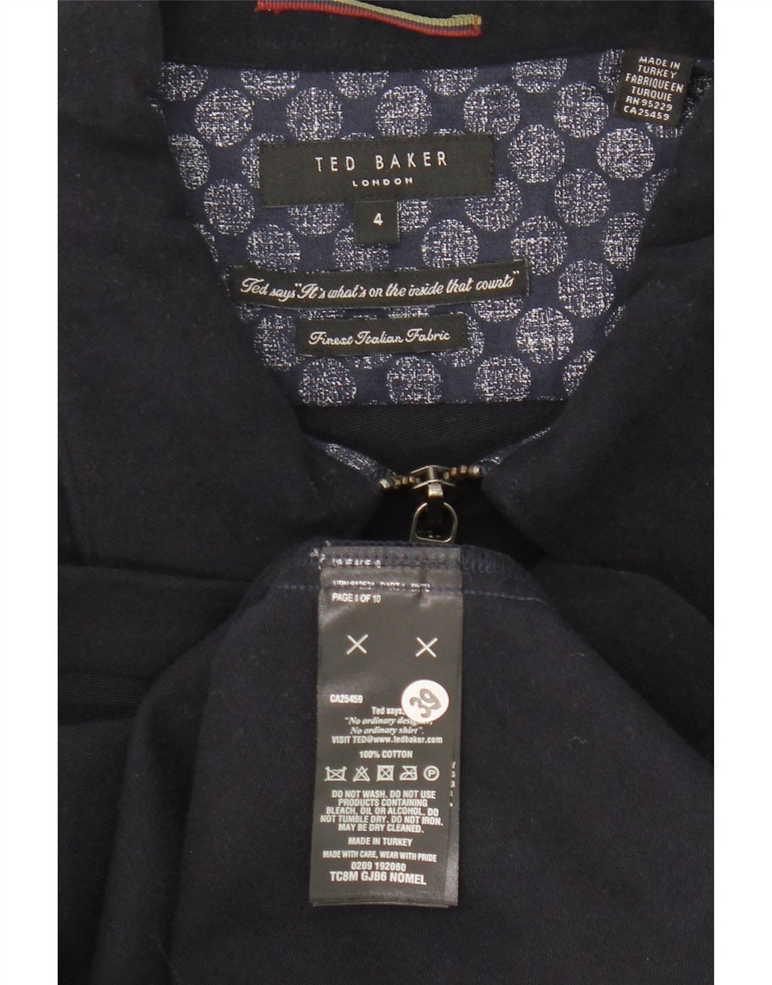 Ted Baker Chaqueta Bomber para Hombre Talla 4 Grande Algodón Azul Marino