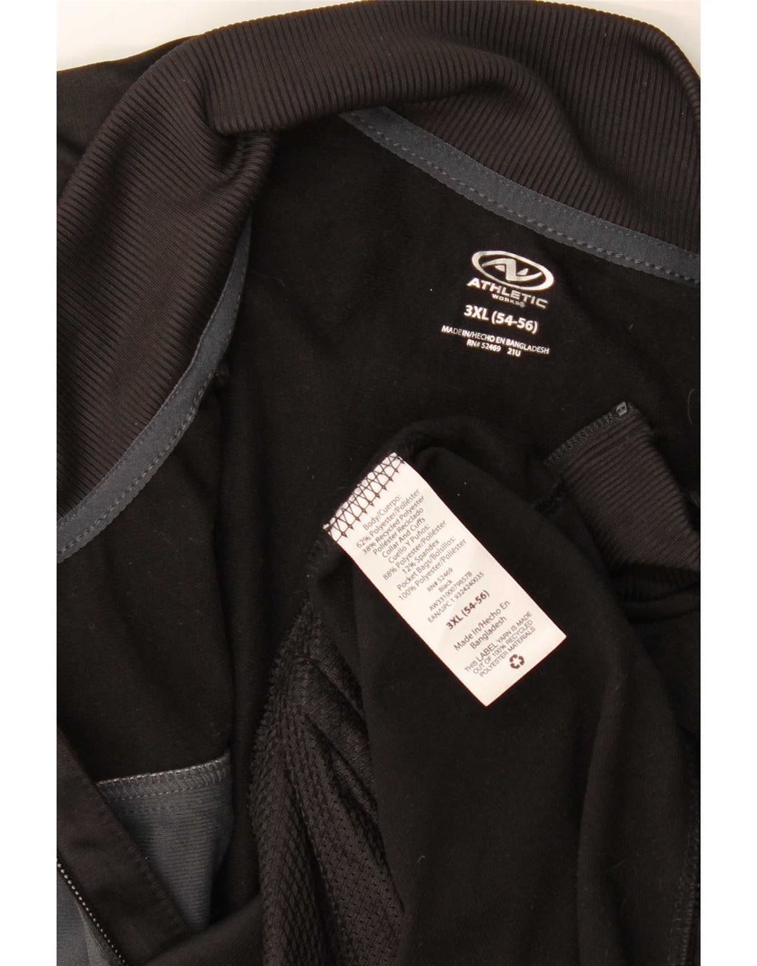 Vintage Mens Chándal Top Chaqueta 3XL Negro Colorblock Poliéster