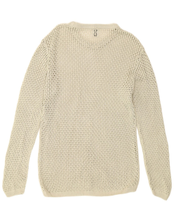 Zara Mens See Through Crew Neck Jumper Sweater Large Beige