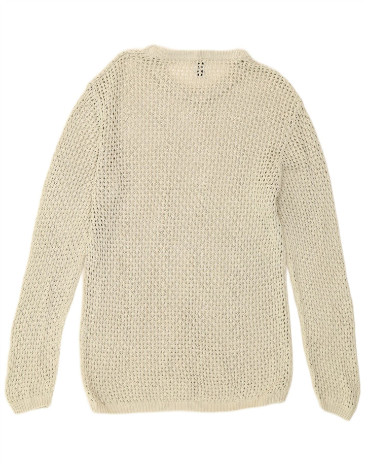Zara Mens Ver A Través De Cuello Redondo Jersey Suéter Grande Beige