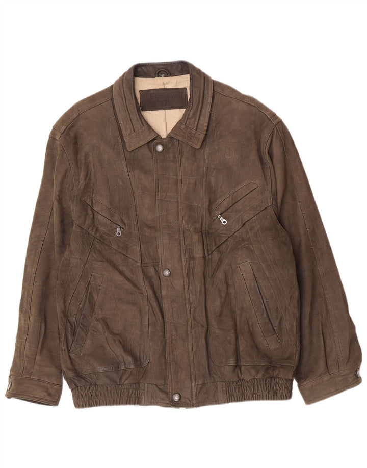 WESTBURY Chaqueta bomber de ante para hombre IT 58 4XL Cuero caqui