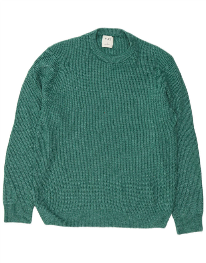 Marks & Spencer - Jersey de cuello redondo para hombre, talla grande, poliamida verde