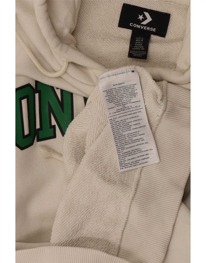Converse Hombre Sudadera Con Capucha Gráfica Jersey De Algodón Blanco Mediano
