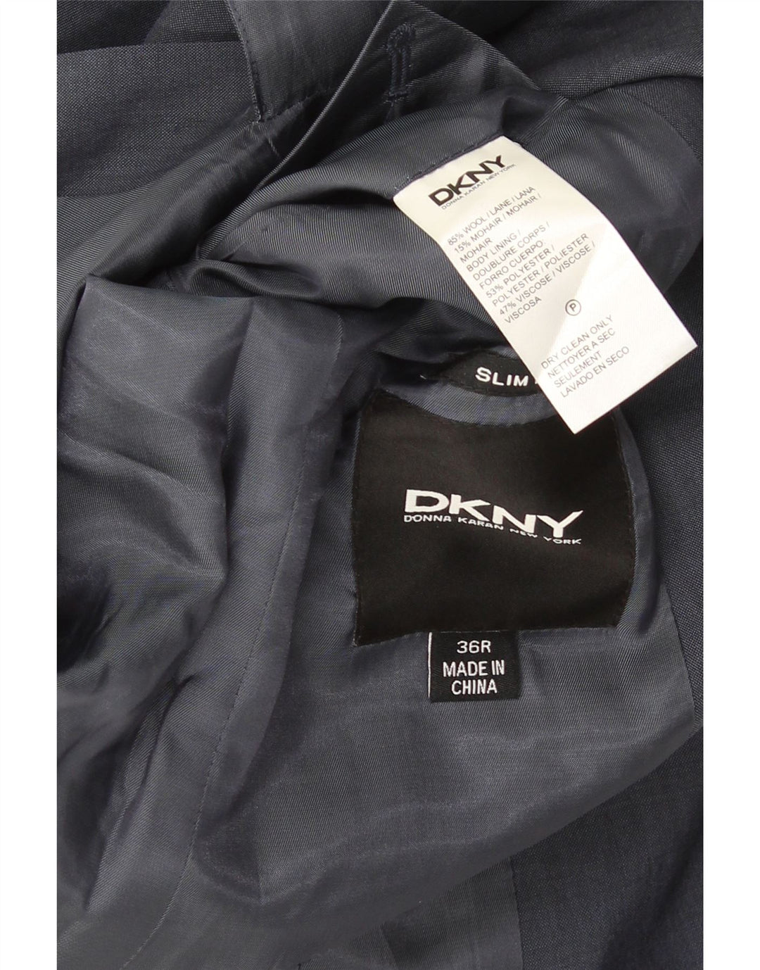 Dkny Chaqueta Blazer Slim Fit con 2 Botones para Hombre UK 36 Small Lana Azul Marino