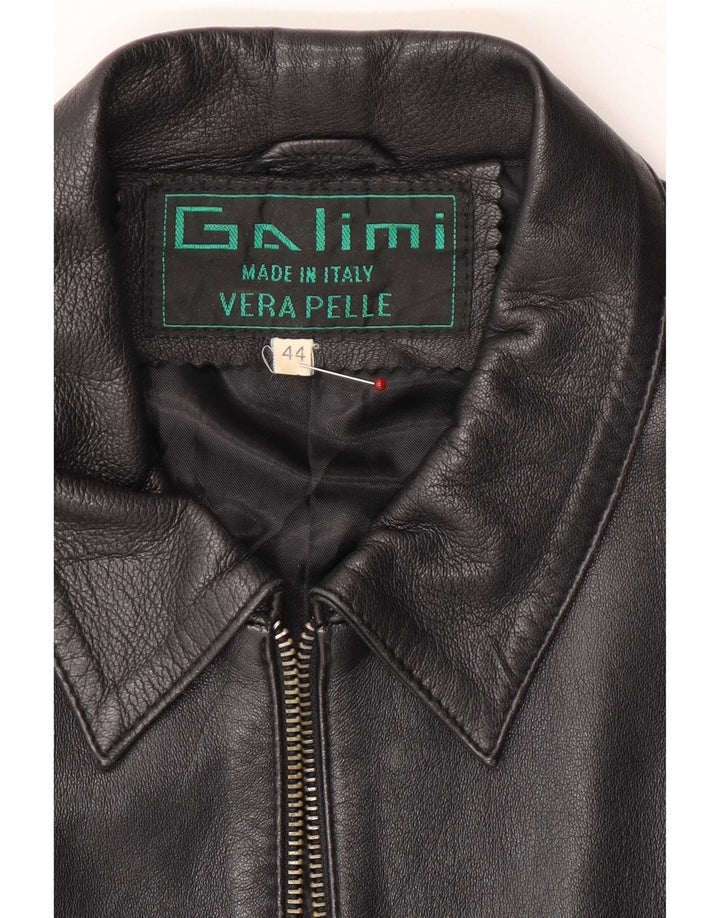 Vintage mujer bombardero chaqueta de cuero IT 44 Medio Negro
