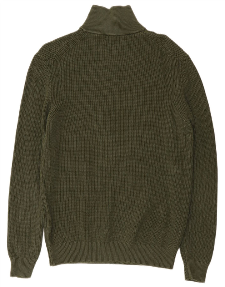 ZARA Hombre Jersey con cuello con cremallera Jersey Large Algodón verde