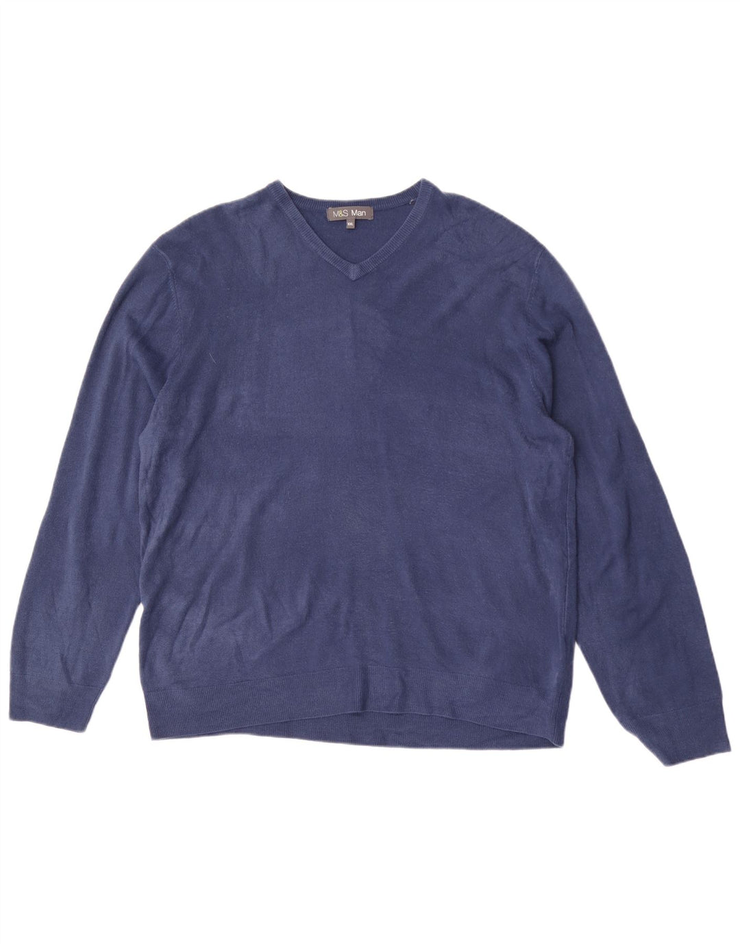 MARKS & SPENCER Suéter con cuello en V para hombre 2XL Acrílico azul