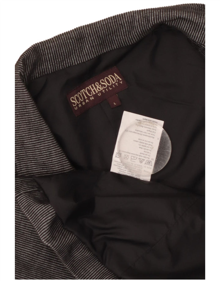 Scotch & Soda Chaqueta tipo blazer de 3 botones para hombre Reino Unido 40 Grande Gris Algodón a rayas