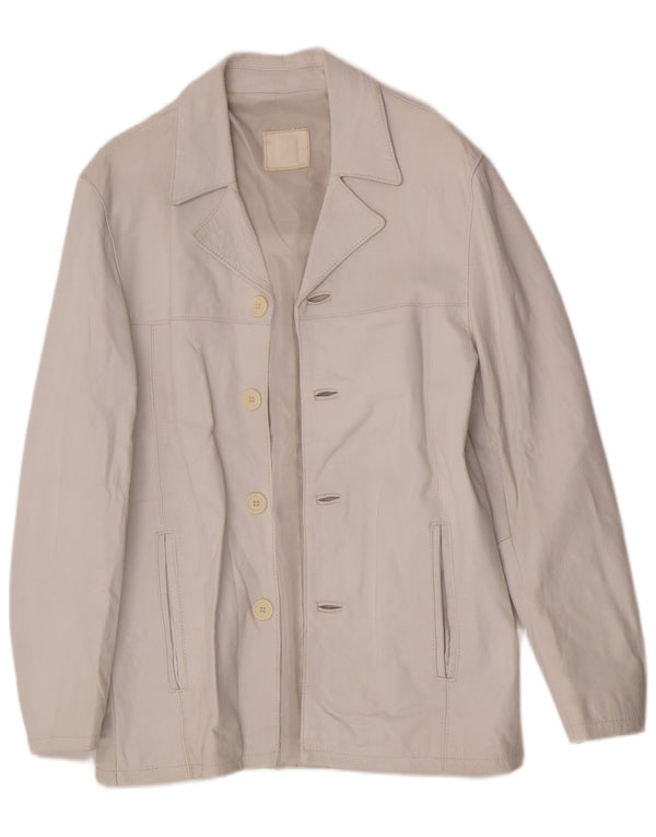 Vintage mujer chaqueta de cuero Reino Unido 10 pequeño blanco