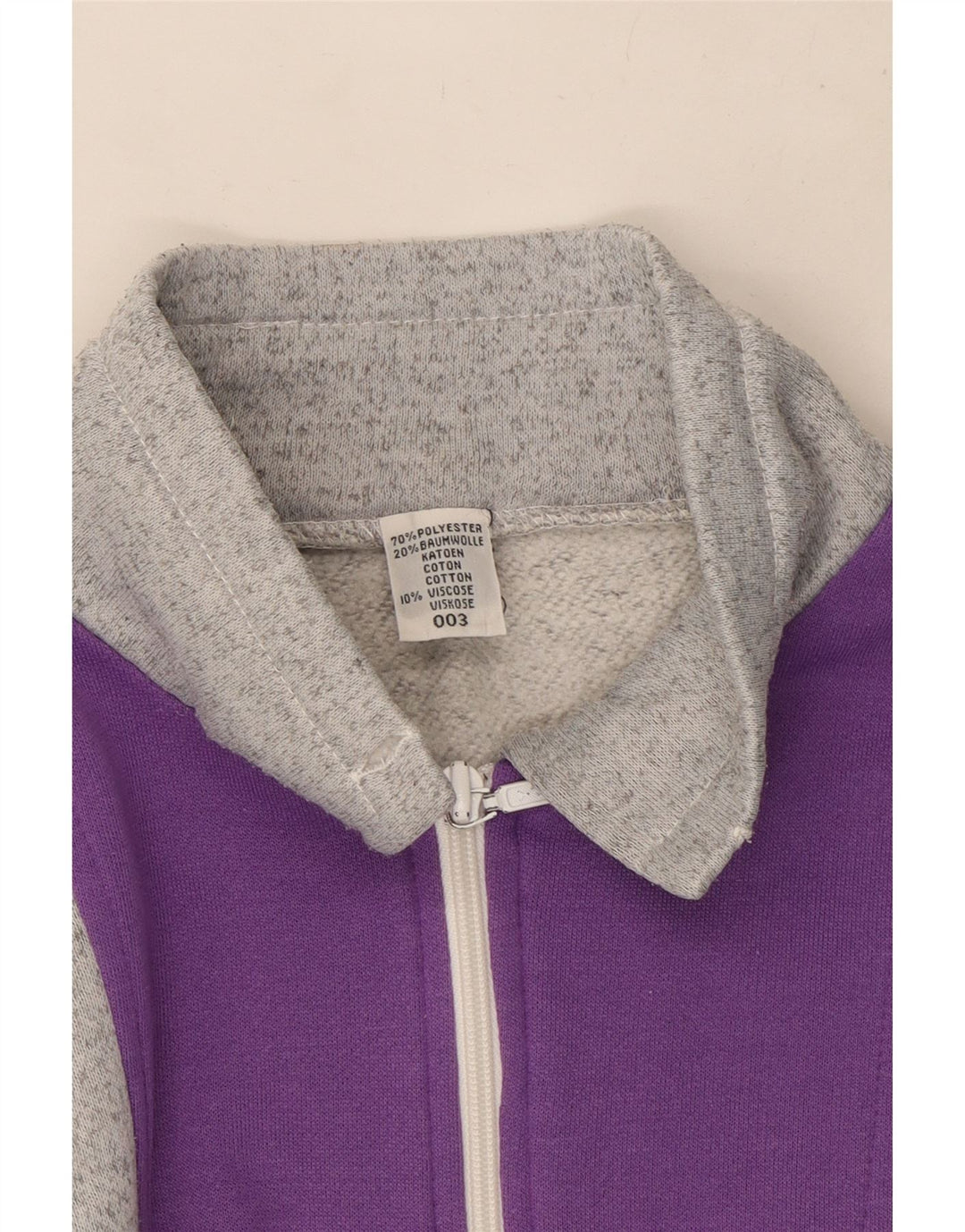Vintage mujer chándal top chaqueta Reino Unido 12 gris medio colorblock poliéster