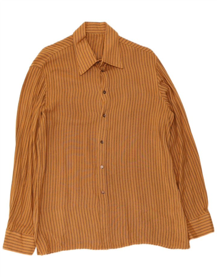 Camisa vintage para hombre a rayas marrón medio