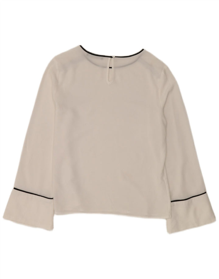 Marks & Spencer Blusa de manga larga para mujer UK 42 Poliéster blanco mediano