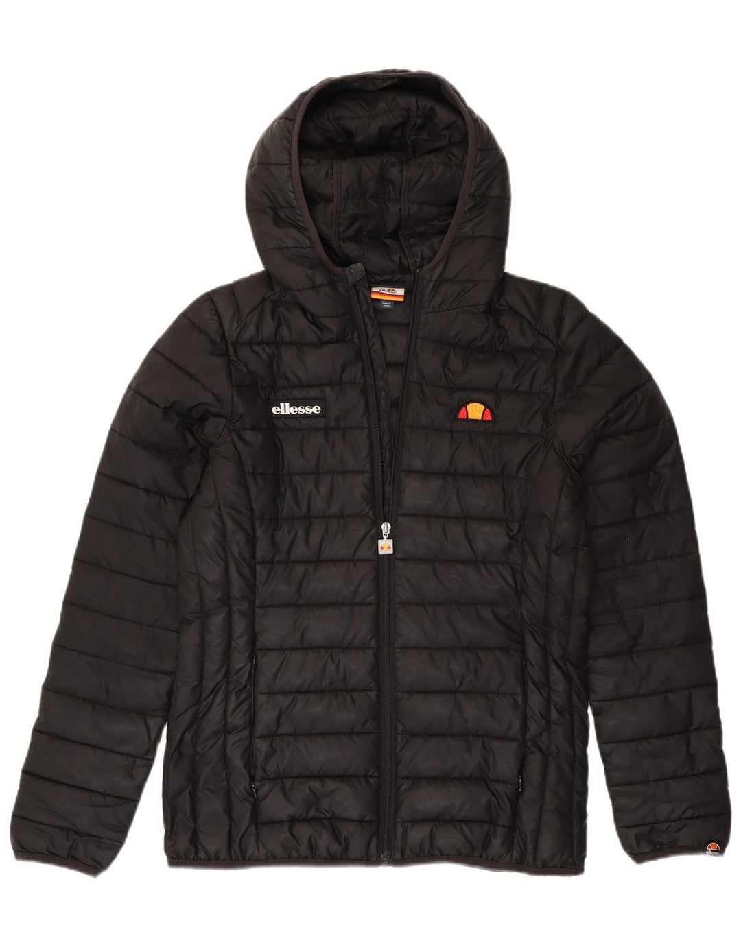 ELLESSE Womens Hooded Padded Jacket UK 12 Medium Black Polyester