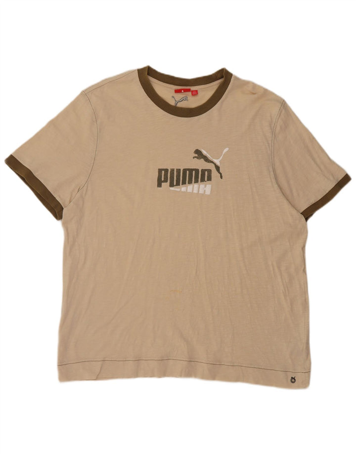 Puma Camiseta gráfica para hombre Top 2XL Algodón beige