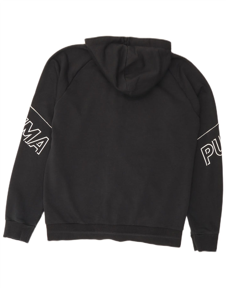 Puma Sudadera con capucha y cremallera gráfica para hombre, algodón negro mediano