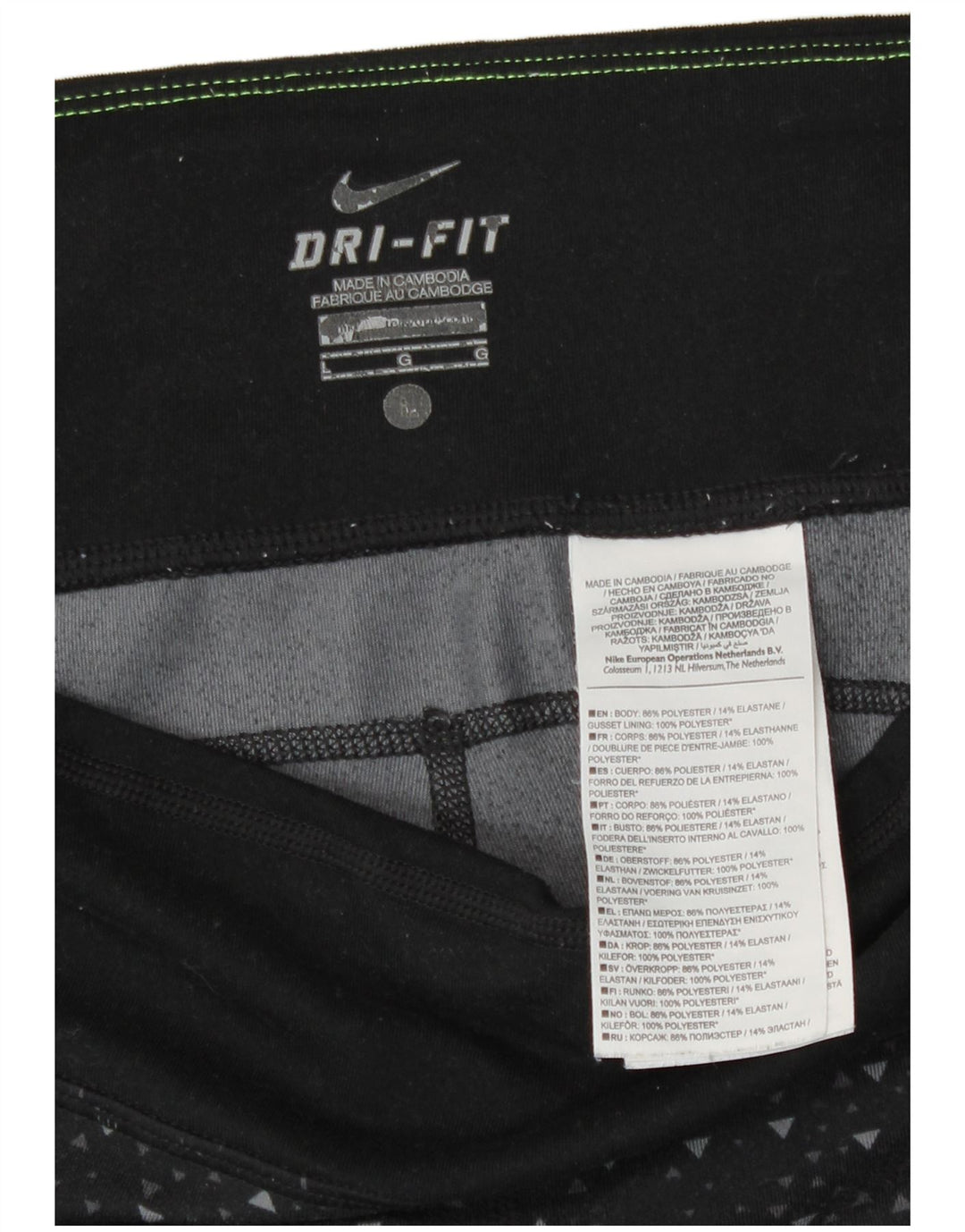 Nike - Leggings capri Dri Fit para mujer, talla 40, poliéster geométrico negro grande
