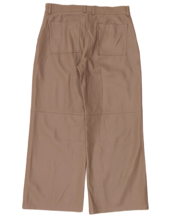 Pantalones de cuero de pierna ancha vintage para mujer W30 L27 Marrón