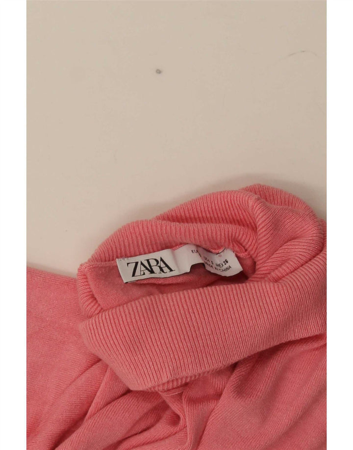 Zara Mujer Roll Neck Jumper Sweater UK 10 Small Rosa