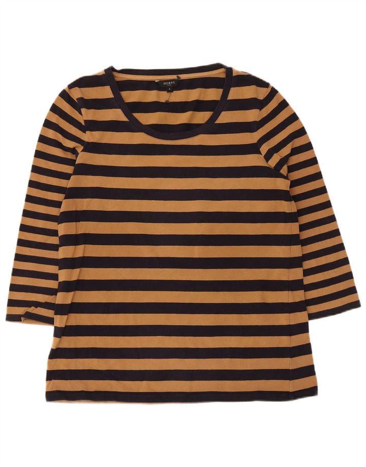 Hobbs Top Mujer Manga 3/4 UK 40 Grande Marrón Rayas