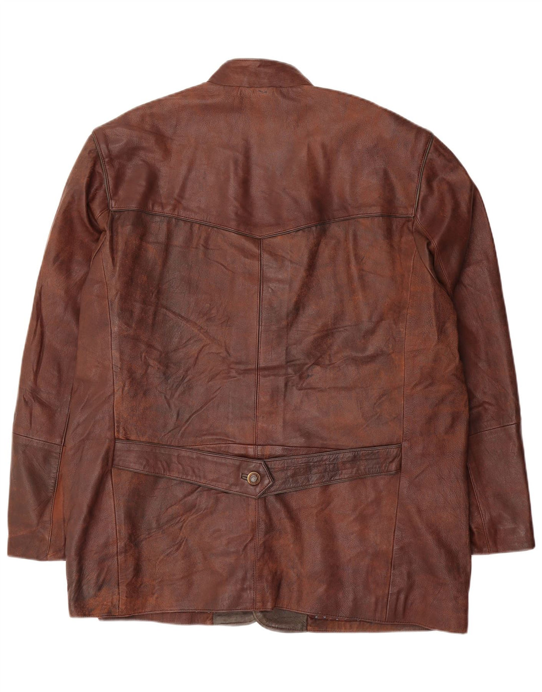 Vintage chaqueta de cuero para hombre Reino Unido 44 2XL marrón tie tinte cuero