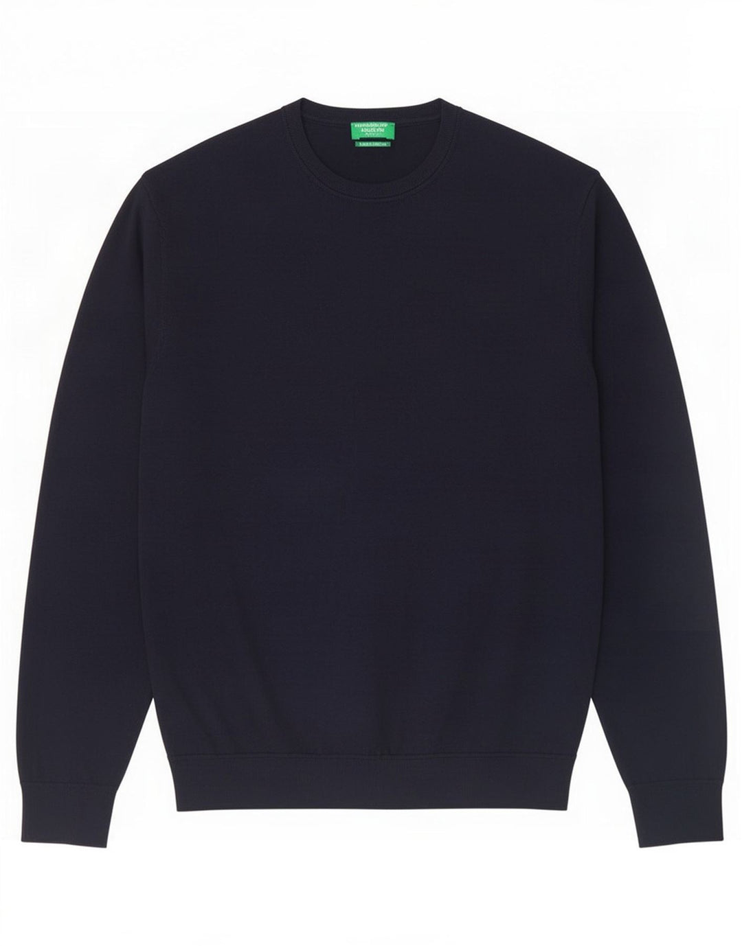 Benetton Jersey De Cuello Redondo De Lana Virgen Azul Marino Medio