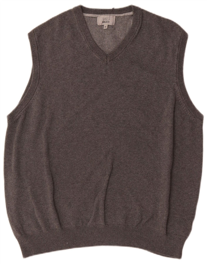 Marks & Spencer Camiseta sin mangas de ajuste regular para hombre XL Algodón gris