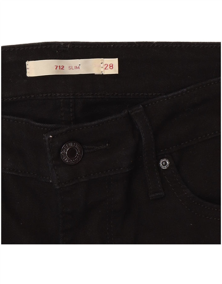 Levi's Mujer 712 Slim Jeans W28 L30 Algodón Negro