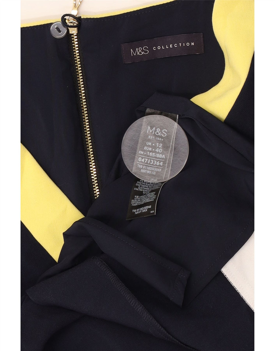 Marks & Spencer Vestido ajustado para mujer UK 40 Medio Azul marino Colorblock
