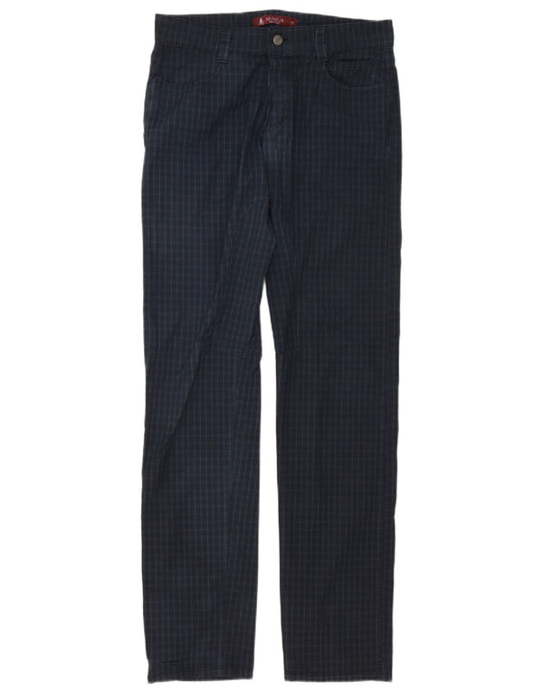 SIVIGLIA Pantalones informales rectos para hombre W31 L34 Algodón a cuadros azul marino