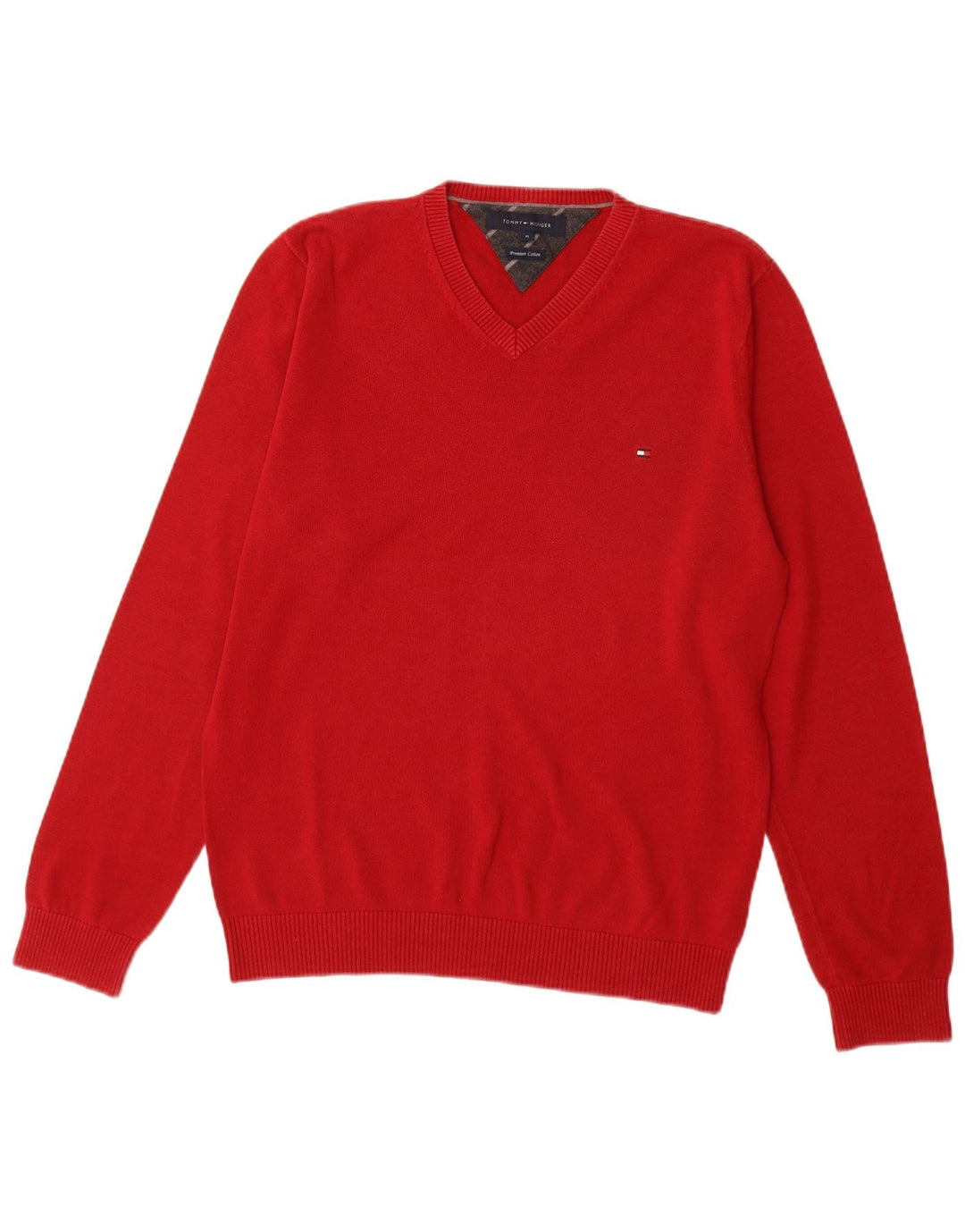 TOMMY HILFIGER Jersey con cuello en V para hombre Algodón rojo medio