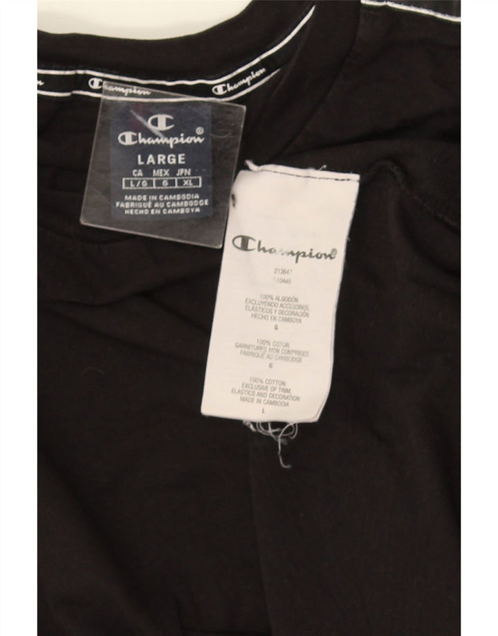Champion Top gráfico para hombre de manga larga de algodón negro grande