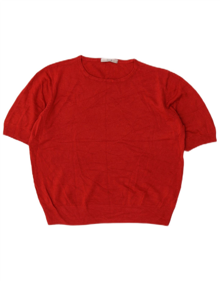 Marks & Spencer Jersey corto con cuello redondo para mujer, talla 44, talla M, color rojo