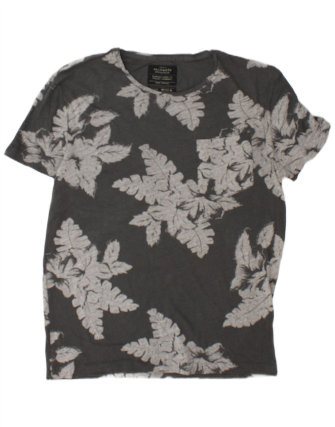 Camiseta All Saints Hombre Top Algodón Floral Gris Medio