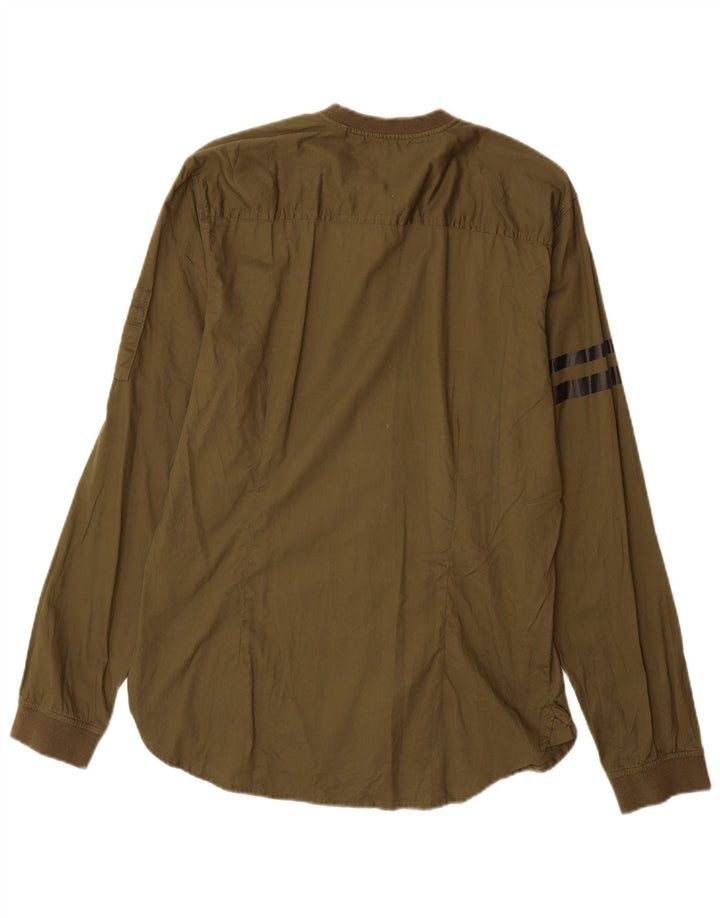 BLACK SQUAD Camisa Slim Fit para Hombre Caqui Medio