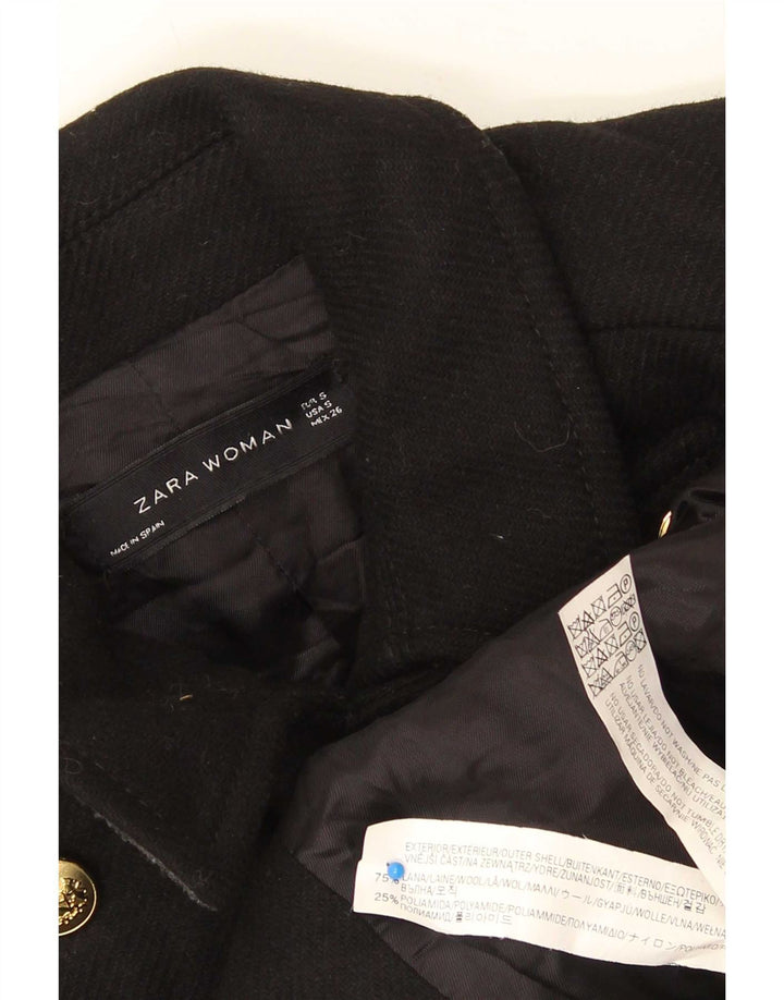 Zara Mujer Chaquetón UK 10 Small Lana Negra