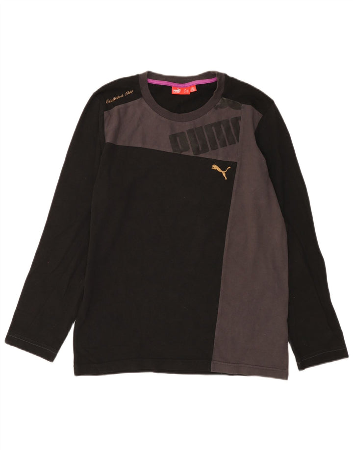Puma Top gráfico de manga larga de algodón negro con bloques de color para hombre