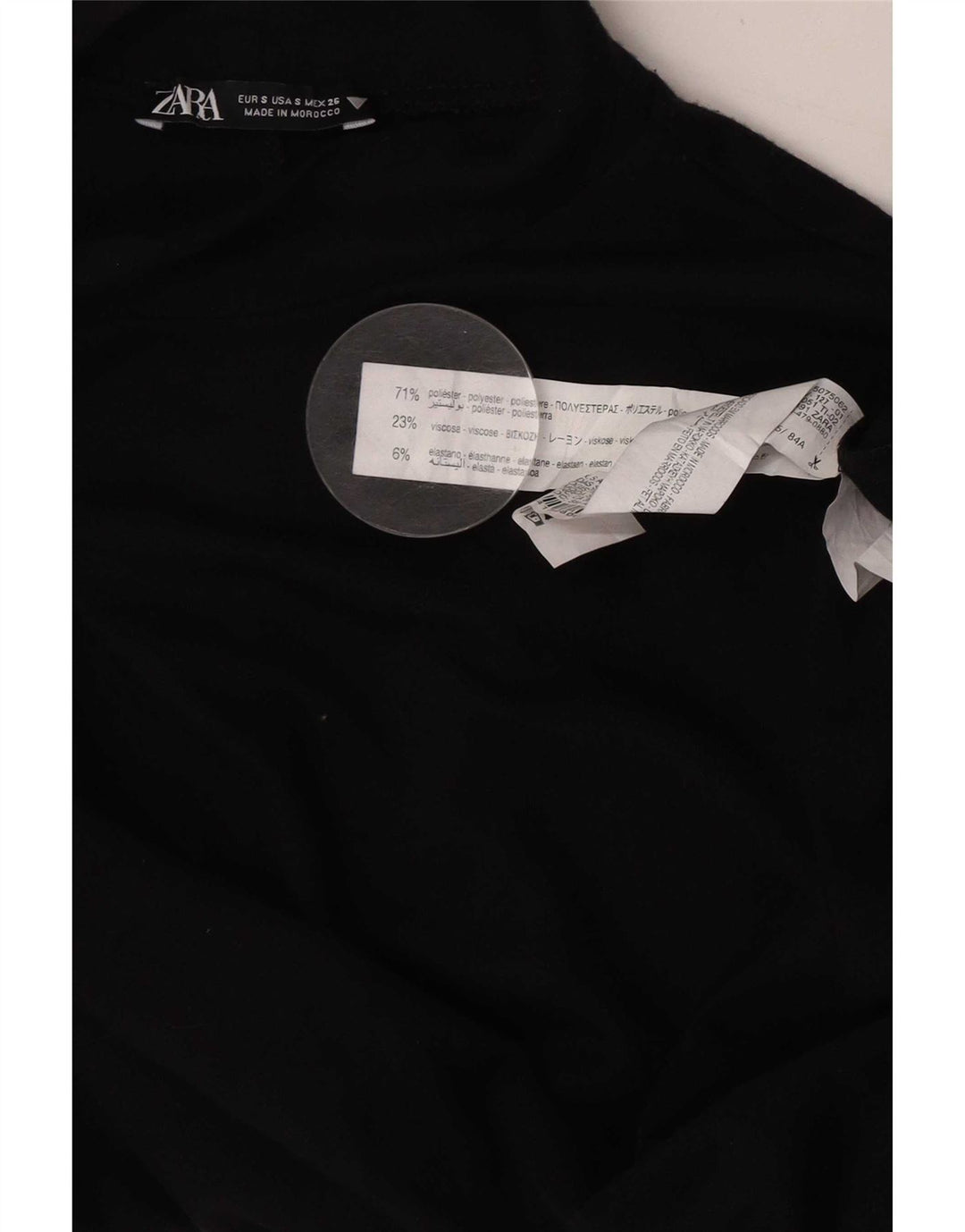 Zara Vestido tubo de manga larga para mujer UK 8 Small Poliéster negro