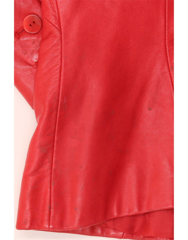 Marc Cain Chaqueta Blazer de Cuero con 4 Botones para Mujer US Small Red
