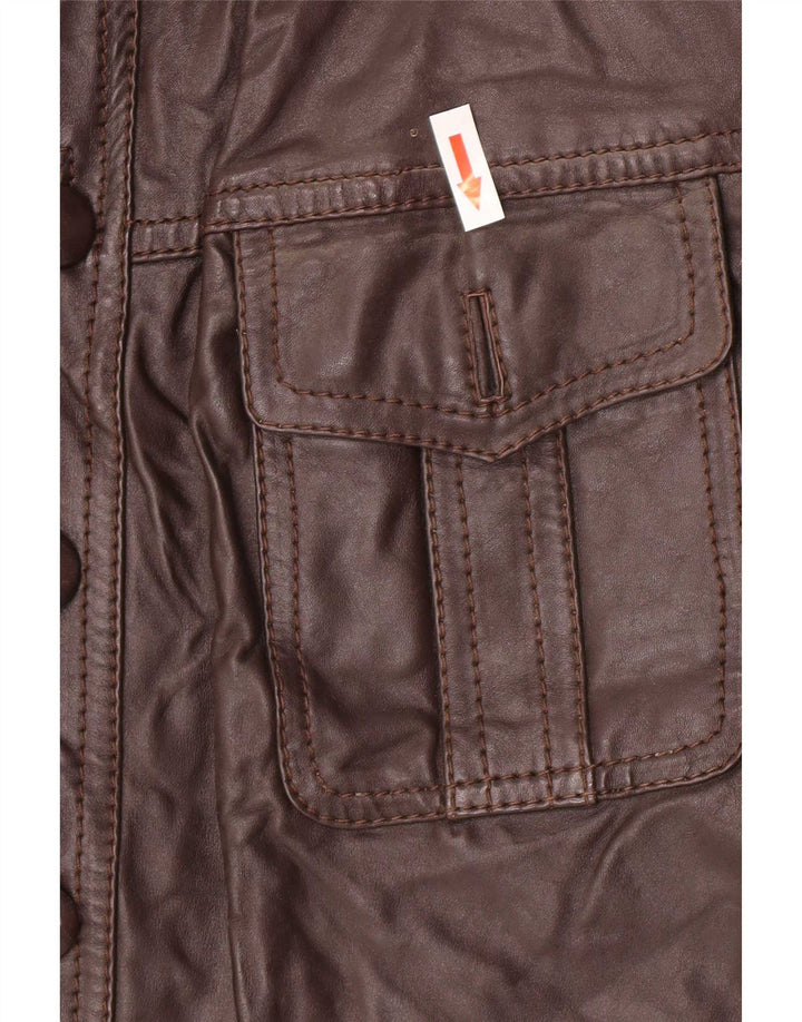 Vintage hombres chaqueta de cuero Reino Unido 36 pequeño marrón