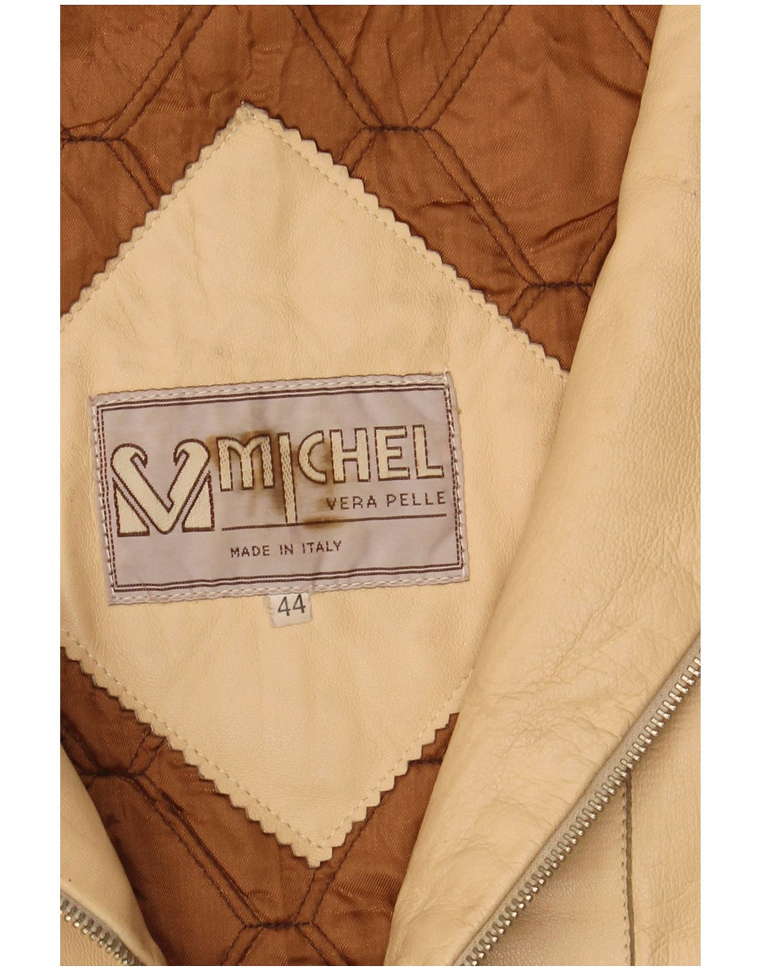 Michel Chaqueta De Piel Extragrande Con Capucha Mujer IT 44 Cuero Beige Medio